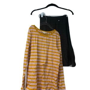 So nikki girls sz 10 bundle yellow ribbed top gray skirt 90s fall fun casual